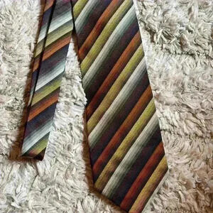 Vintage Foggia Tie Pure Silk Gold and Black Diagonal Stripe necktie 58 x 3.75